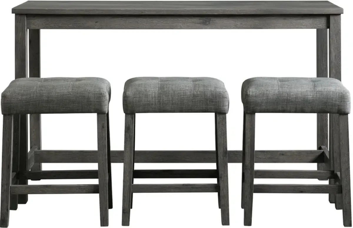 Mirabelle Bar-Height Dining Set with Table with USB Charging and 3 Stools - Charcoal