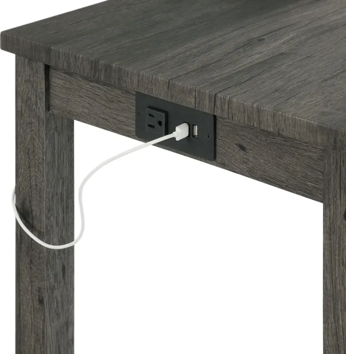 Mirabelle Bar-Height Dining Set with Table with USB Charging and 3 Stools - Charcoal