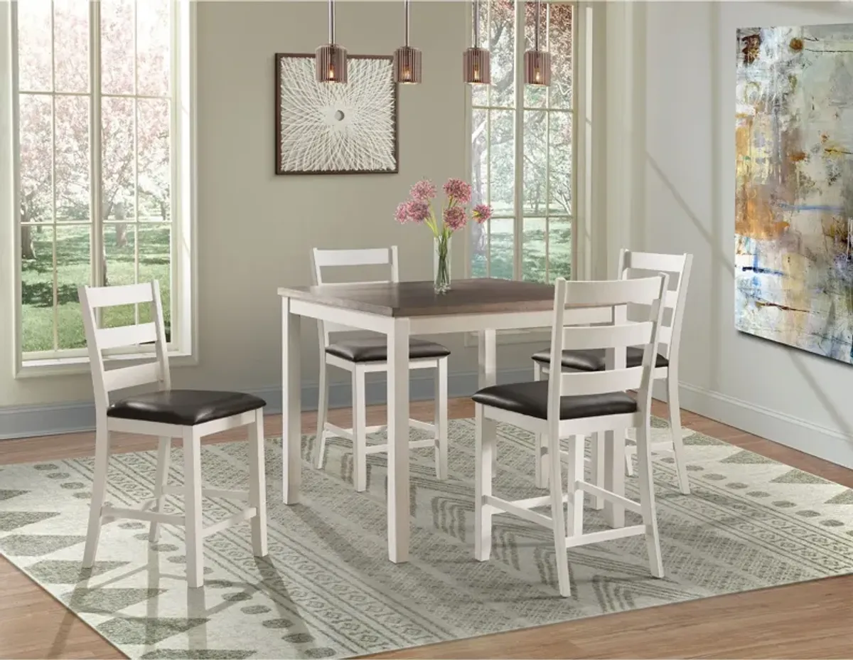 Emmaline Counter-Height Dining Table and 4 Stools - Cream/Brown