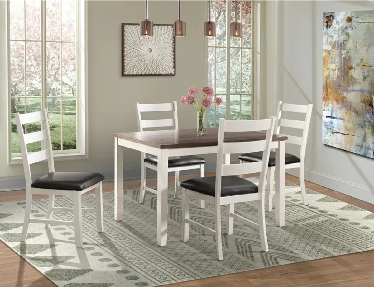 Emmaline Dining Table and 4 Chairs - Cream/Brown