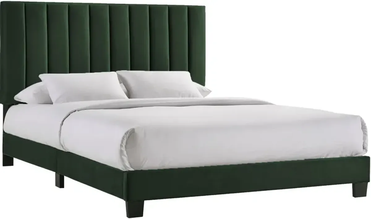 Joline Bed and 2 Nightstands - Green