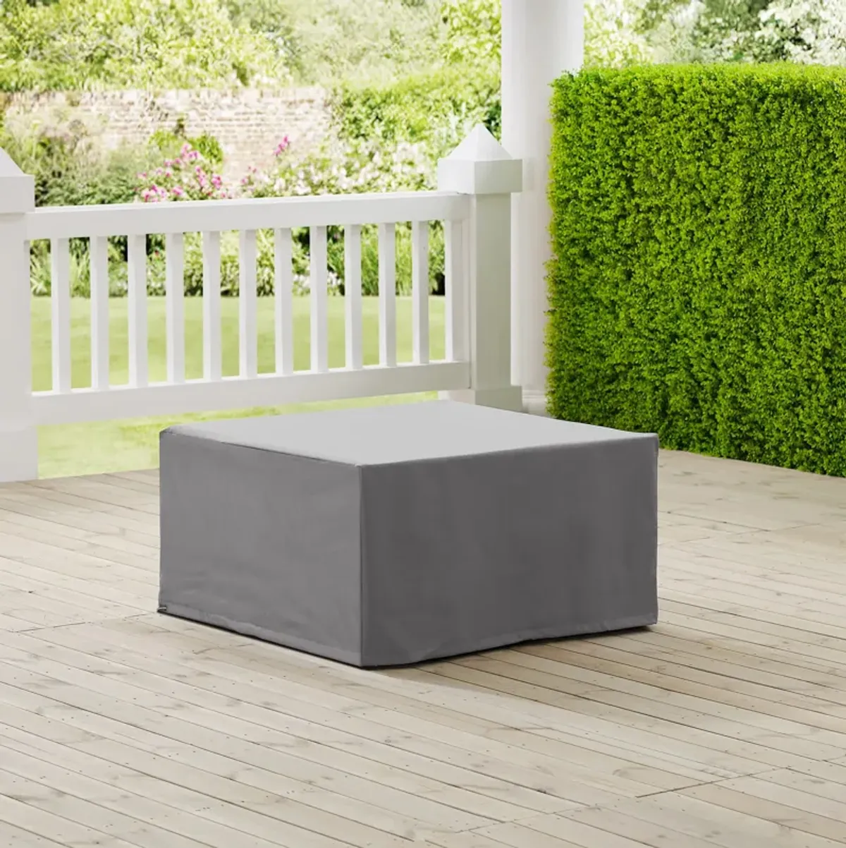 Outdoor Square Table and Ottoman Cover - Gray