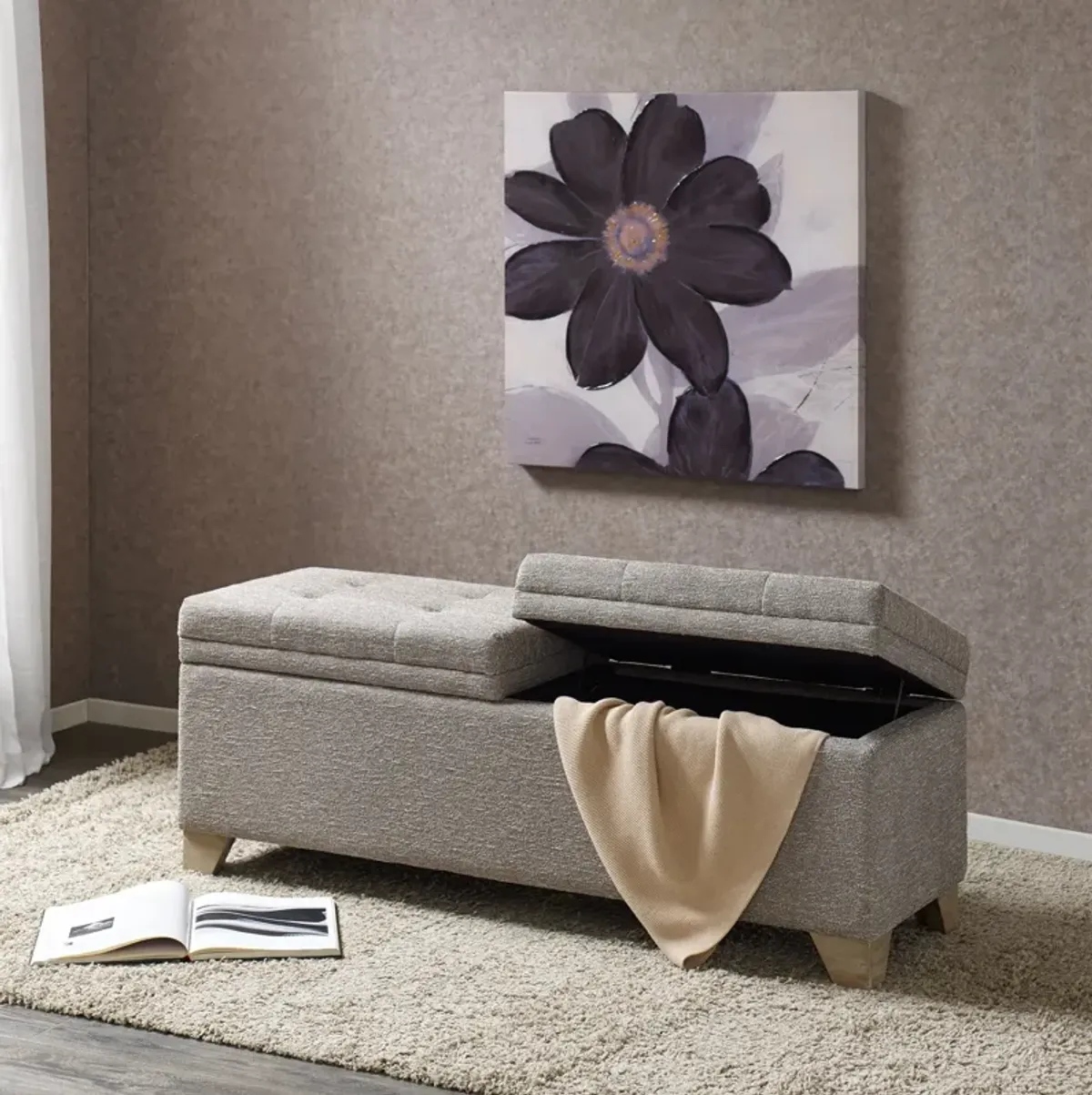 Dahlia Storage Bench - Gray