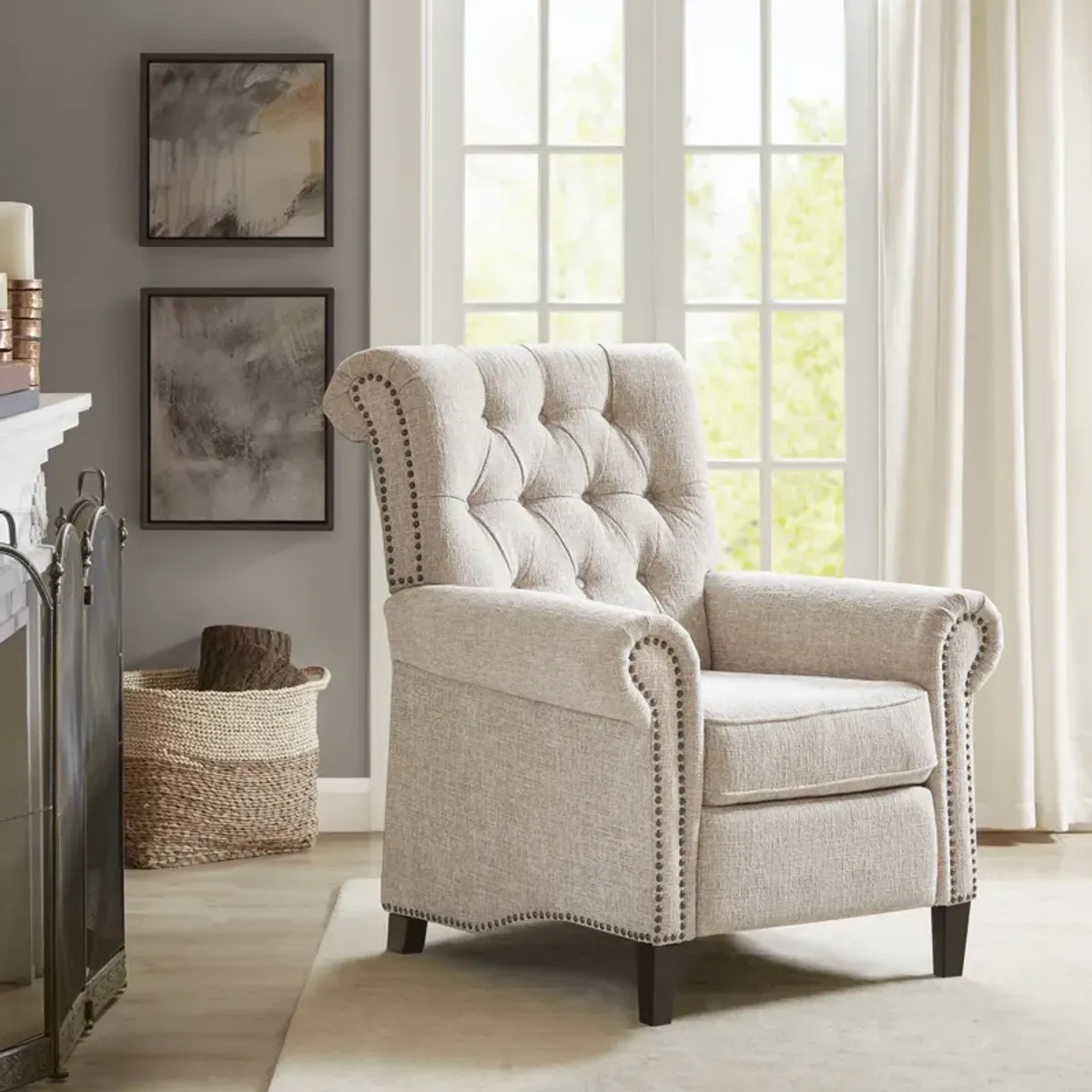 Peter James Push-Back Recliner - Cream