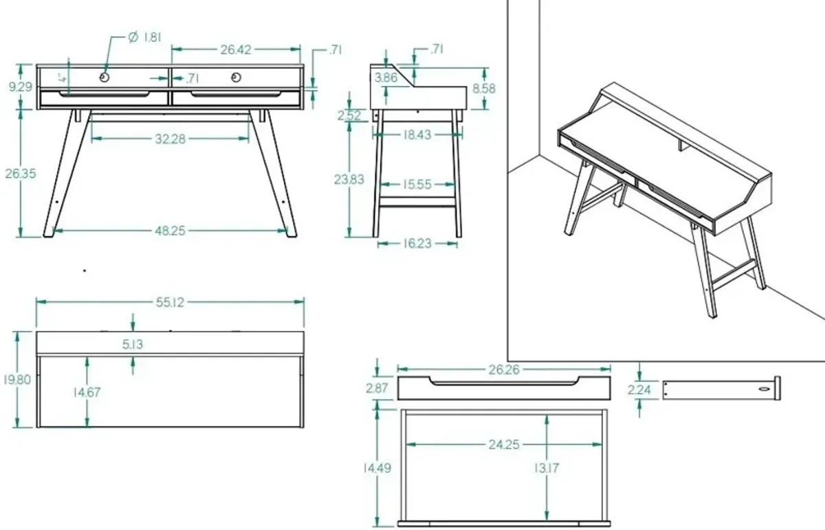 Leonora  Desk - Gray