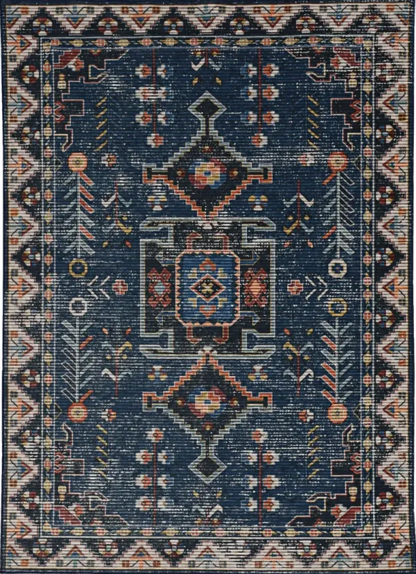 Francine 5 'X 7 Washable Area Rug - Teal/ Ivory