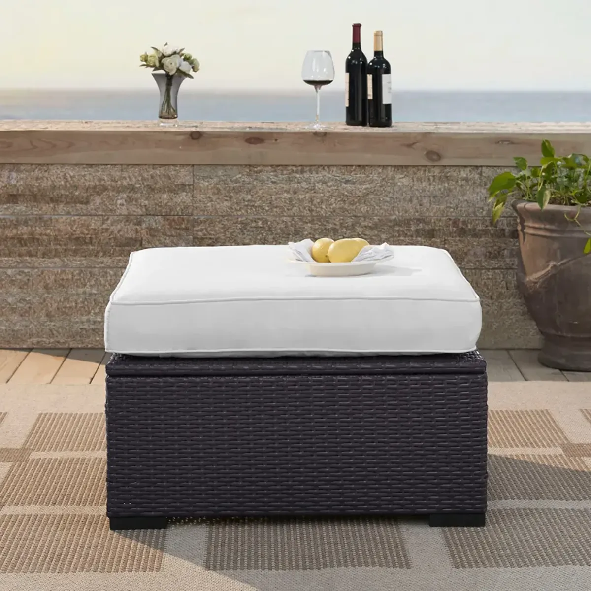 Isla Outdoor Ottoman - White