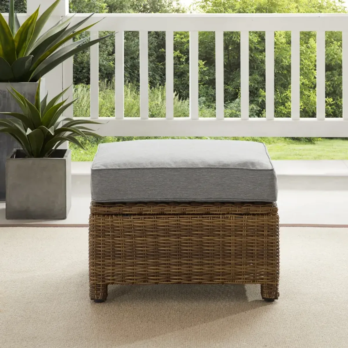 Destin Outdoor Ottoman - Gray/Brown