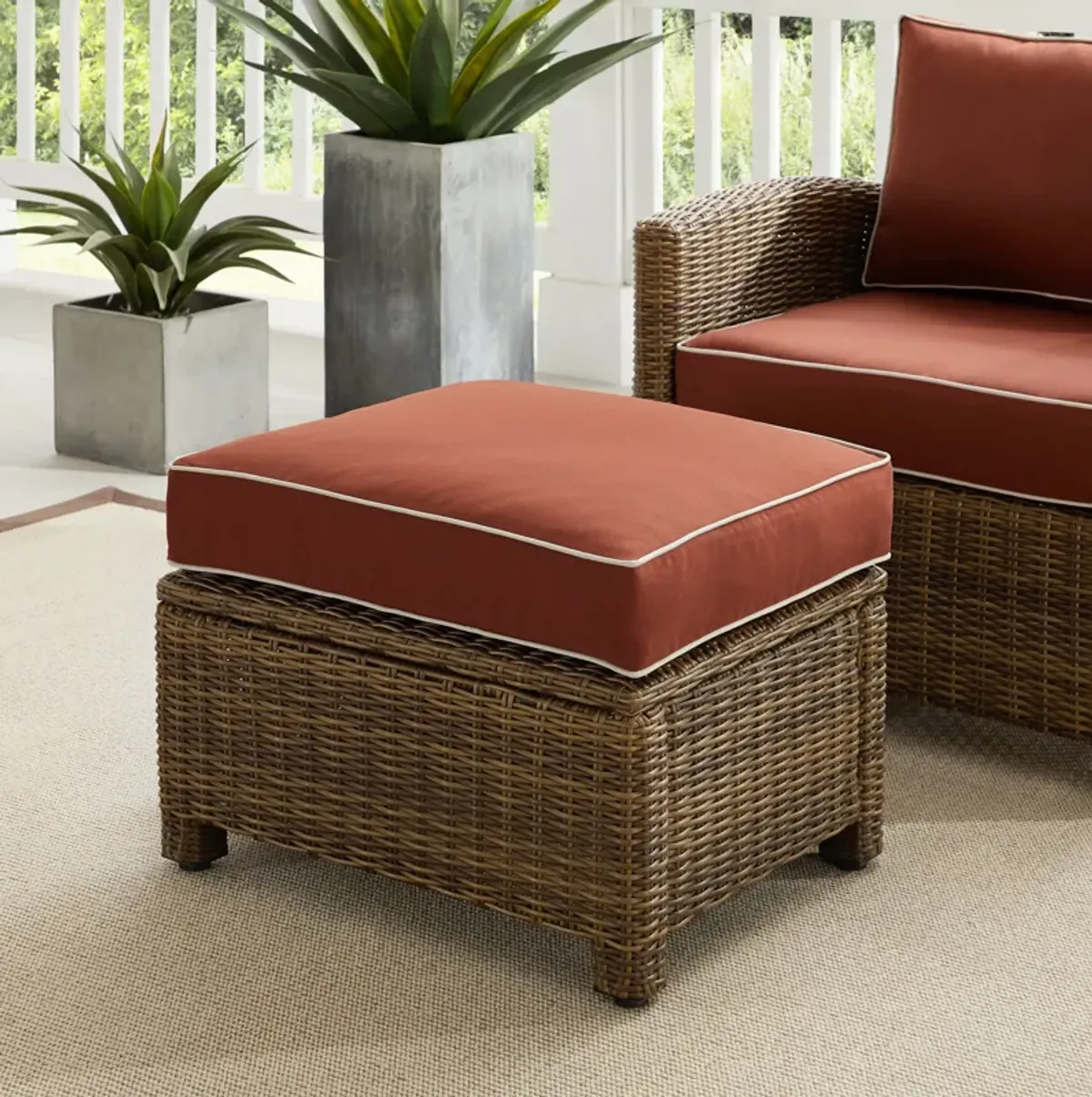 Destin Outdoor Ottoman - Sangria