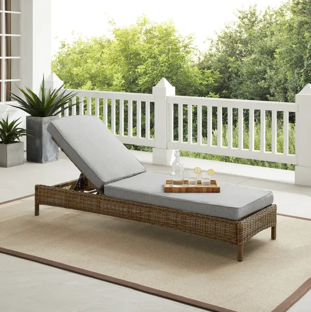 Destin Outdoor Chaise Lounge - Gray/Brown