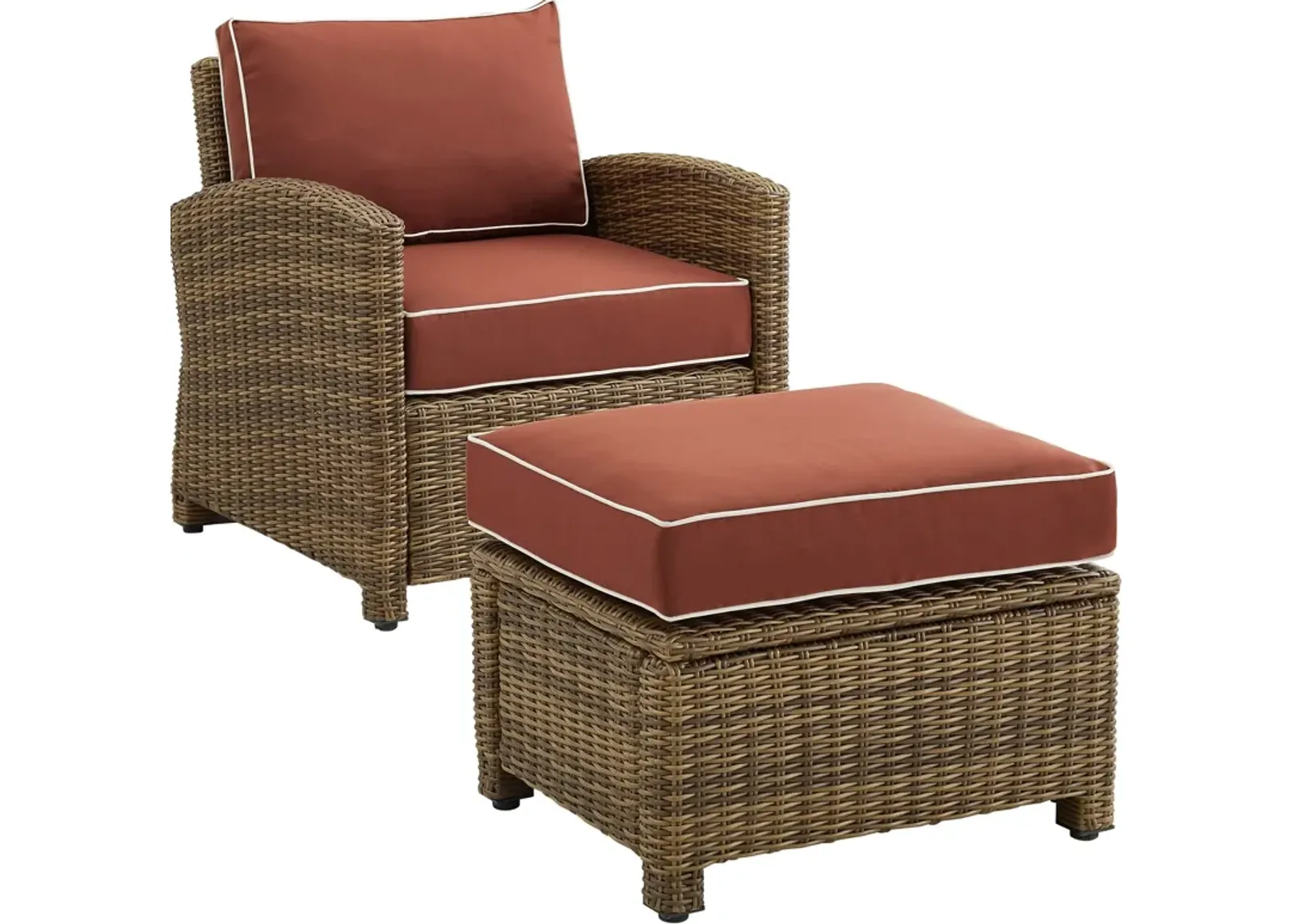 Destin Outdoor Chair and Ottoman Set - Sangria