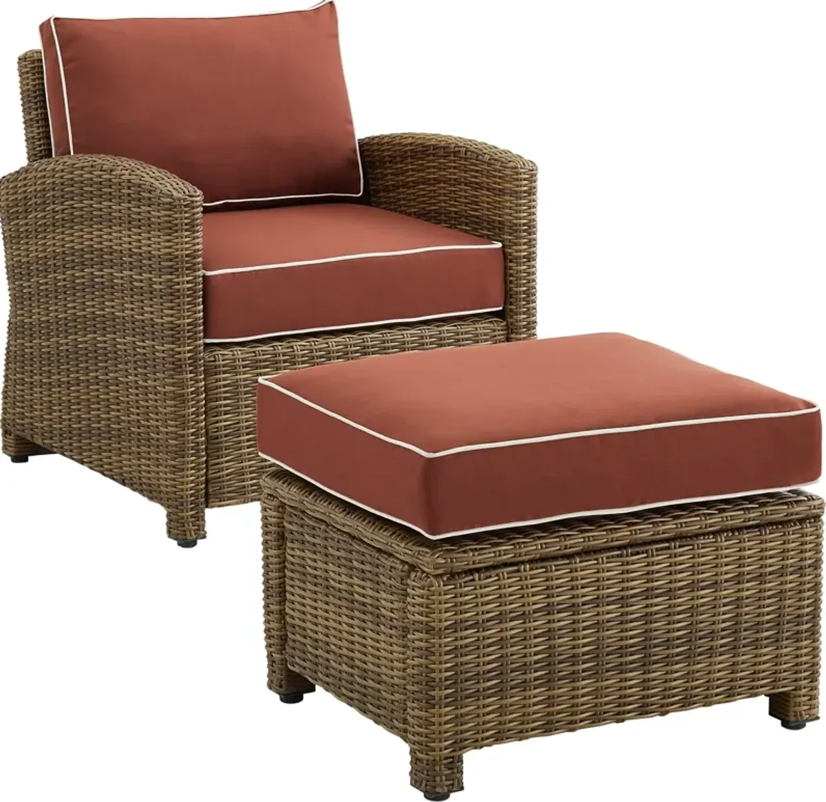 Destin Outdoor Chair and Ottoman Set - Sangria