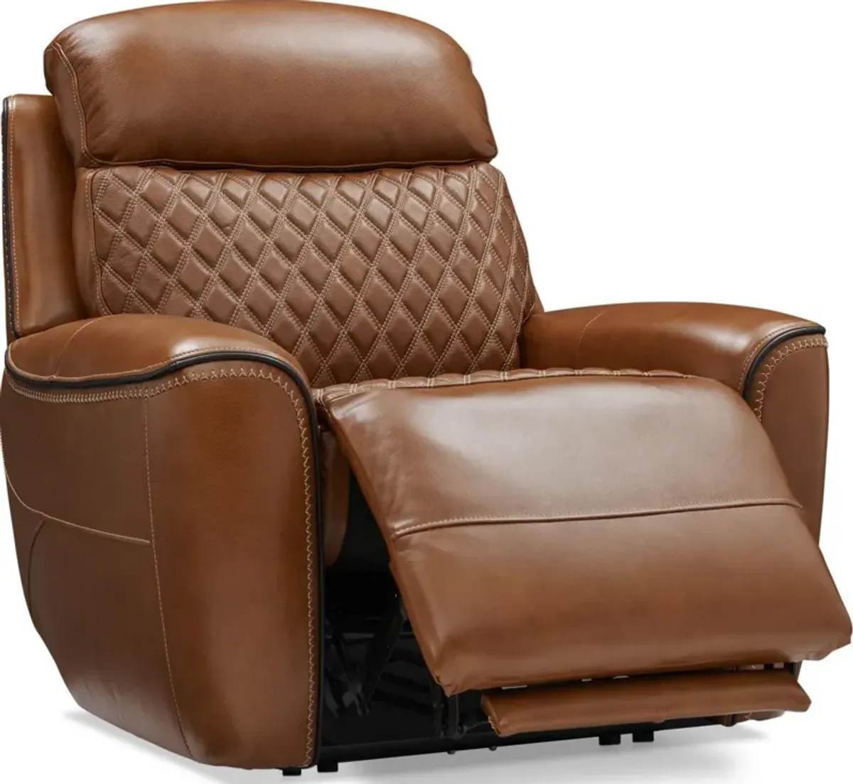 Cabrera Dual-Power Leather Recliner - Brown