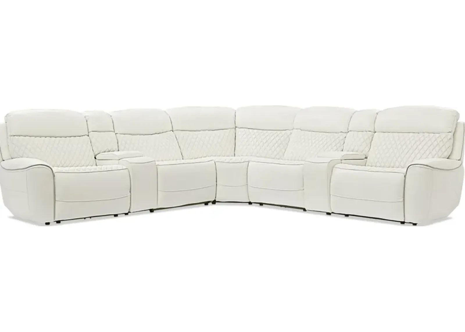 Cabrera 7-Piece Dual-Power Sectional With Console and 3 Reclining Seats - White