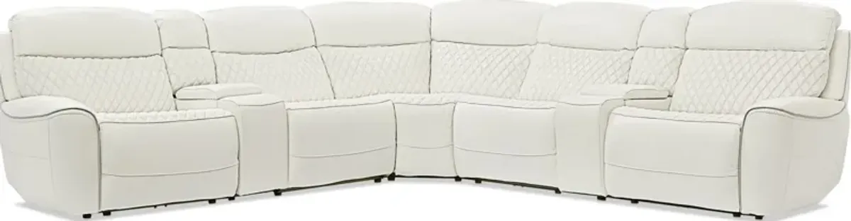 Cabrera 7-Piece Dual-Power Sectional With Console and 3 Reclining Seats - White