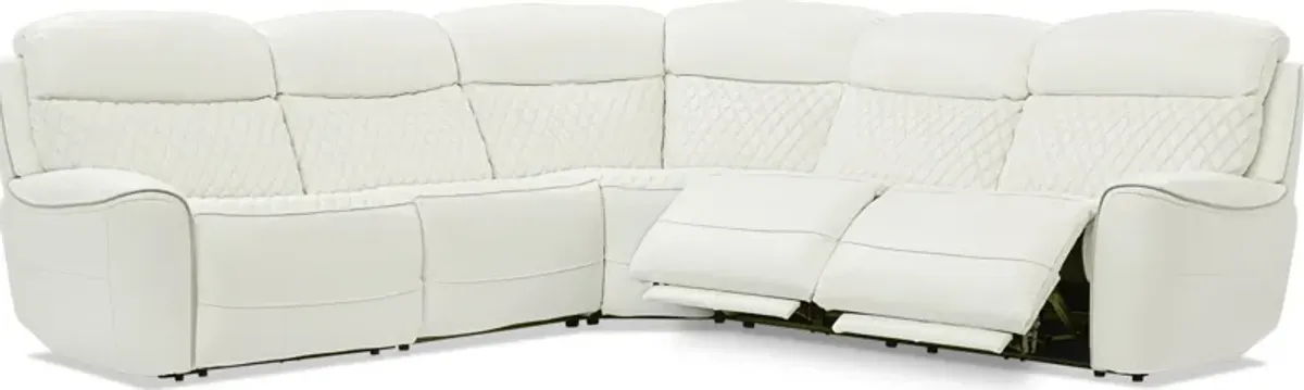 Cabrera 5-Piece Dual-Power Sectional With 3 Reclining Seats - White