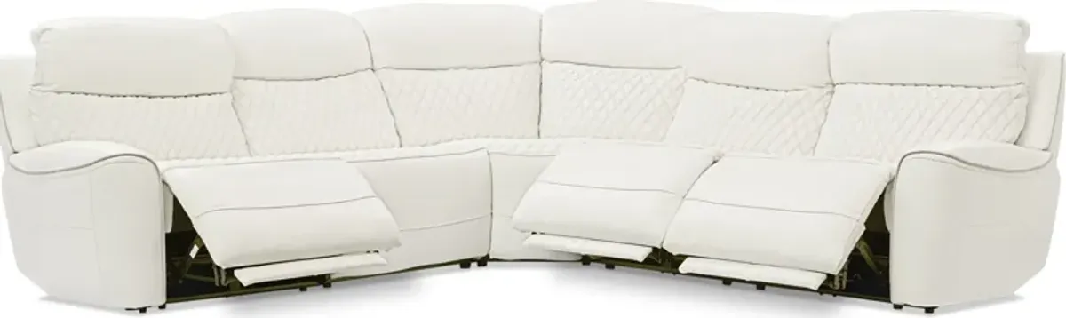 Cabrera 5-Piece Dual-Power Sectional With 3 Reclining Seats - White