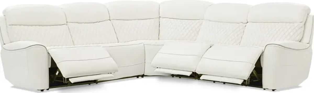 Cabrera 5-Piece Dual-Power Sectional With 3 Reclining Seats - White