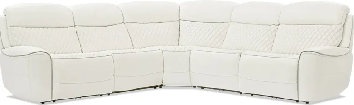 Cabrera 5-Piece Dual-Power Sectional With 3 Reclining Seats - White