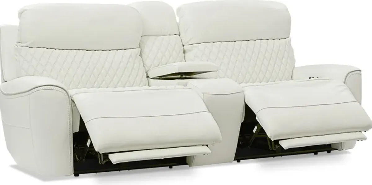 Cabrera Dual-Power Loveseat With Console - White