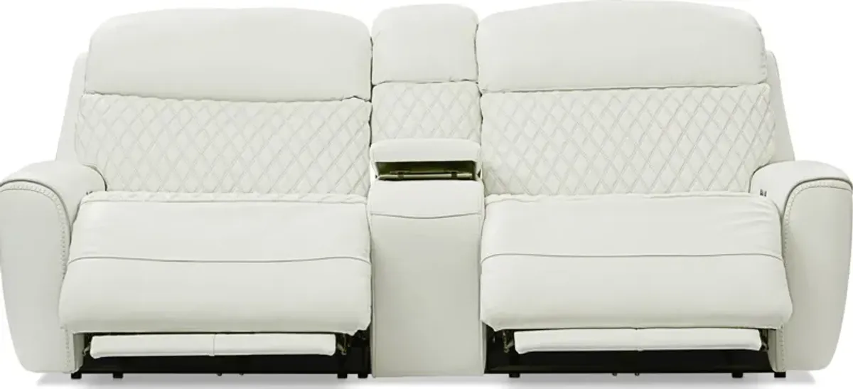 Cabrera Dual-Power Loveseat With Console - White