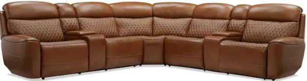 Cabrera 7-Piece Dual-Power Sectional With Console - Brown