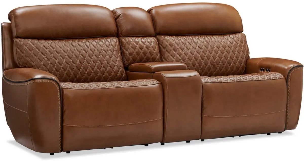 Cabrera Dual-Power Loveseat With Console - Brown