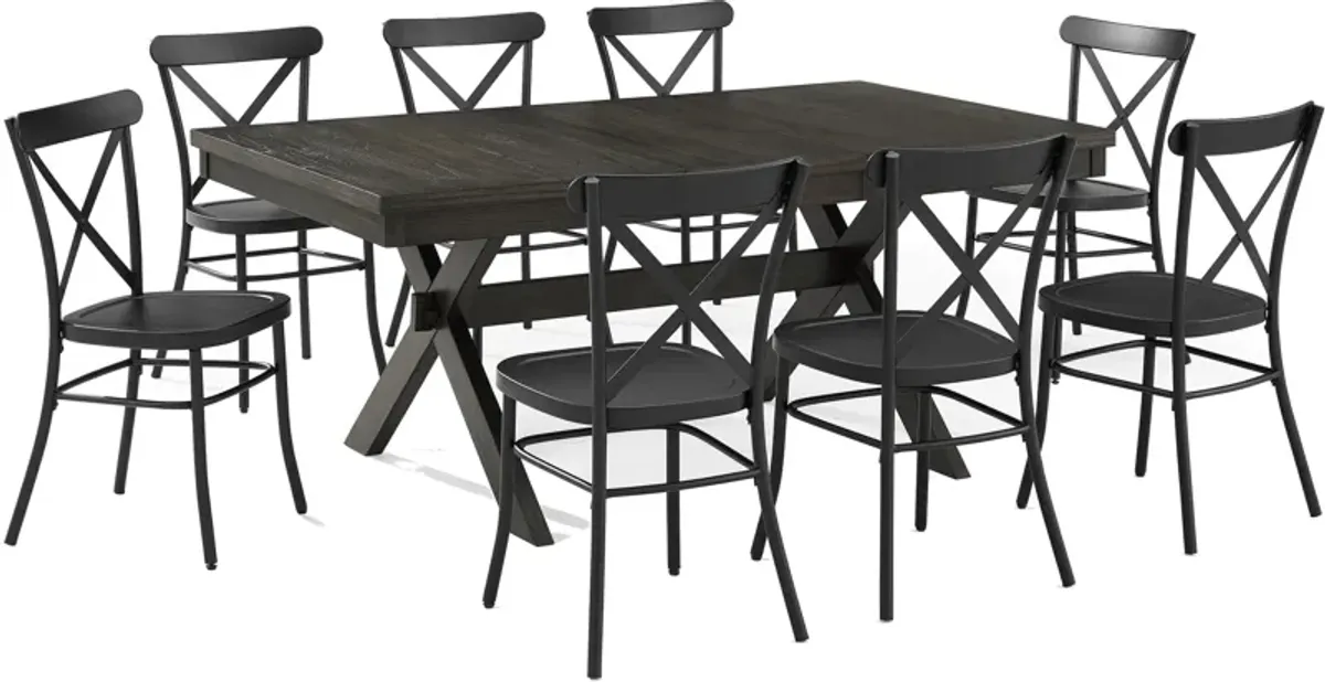 Lynn Rectangular Extendable Dining Table and 8 Lex Dining Chairs