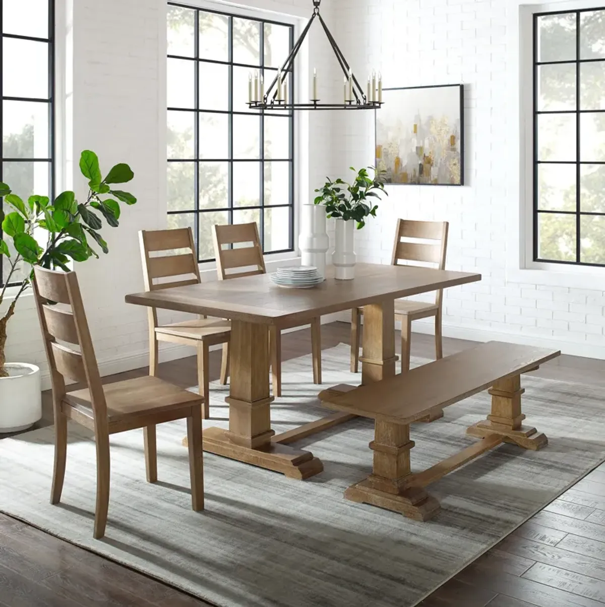 Ridgeline Dining Table, 4 Chairs and Bench