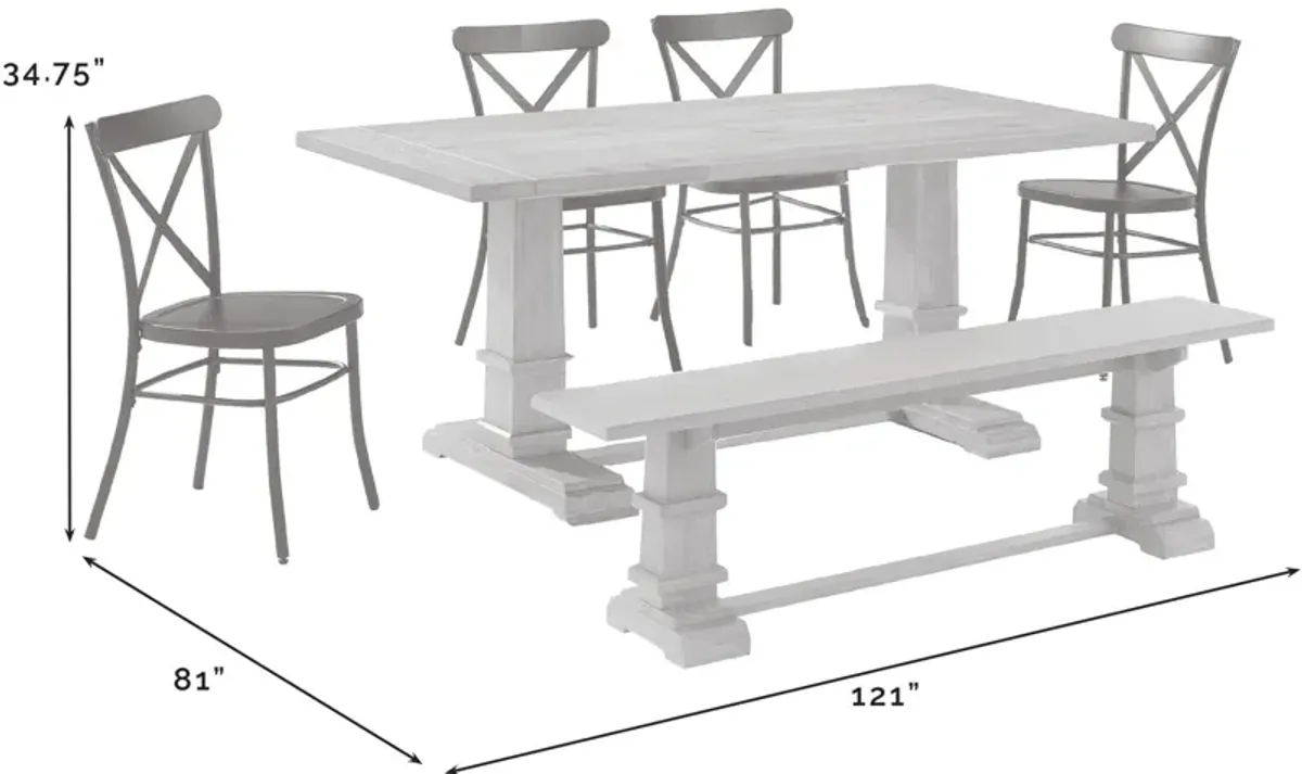 Ridgeline Dining Table, 4 Lex Dining Chairs and Bench