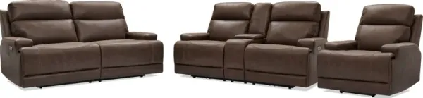 Laredo Dual-Power Reclining Sofa, Loveseat and Recliner Set - Chocolate