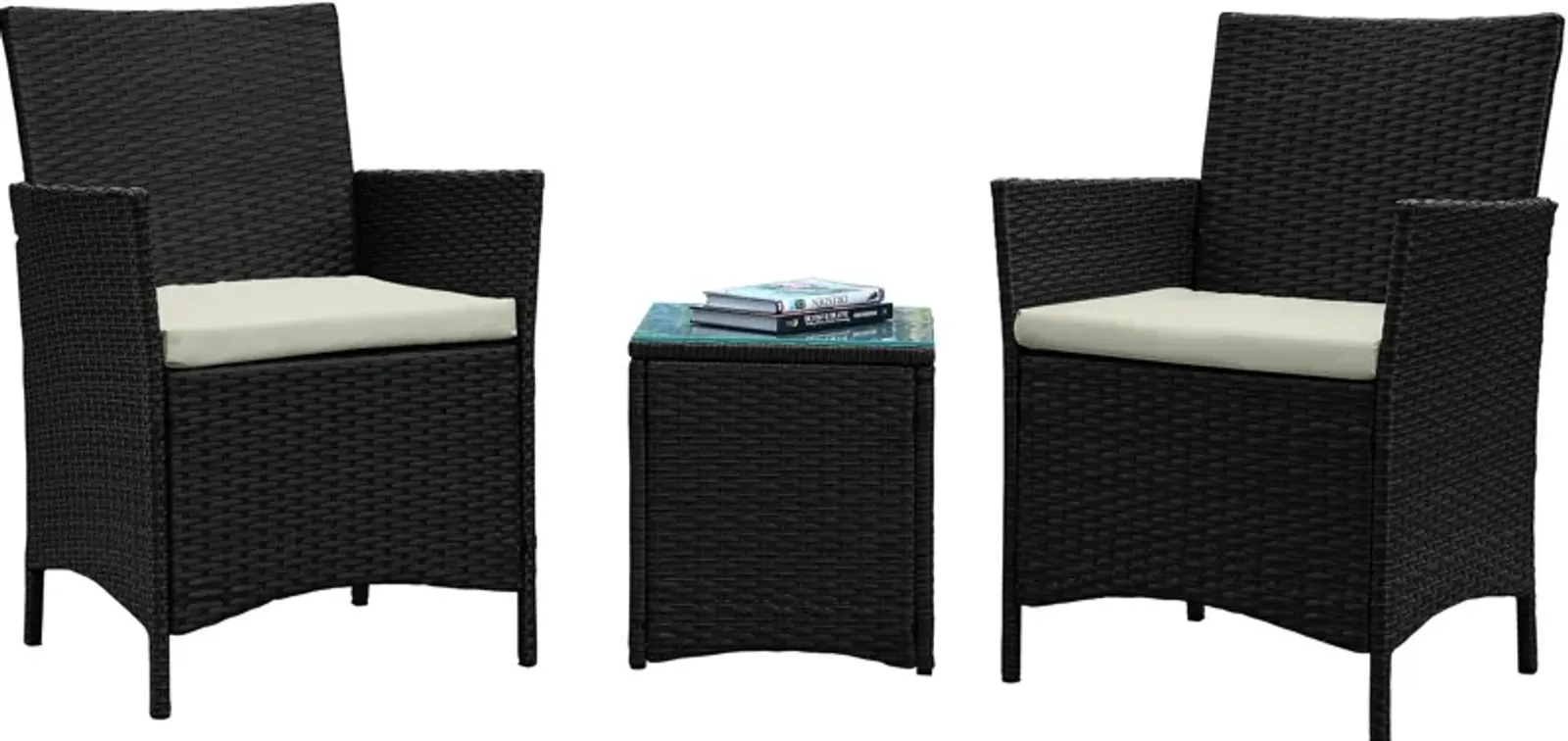 Daytona Outdoor Set of 2 Chairs and End Table - Cream