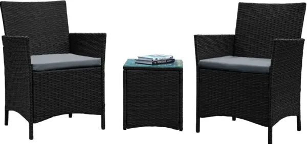 Daytona Outdoor Set of 2 Chairs and End Table - Gray