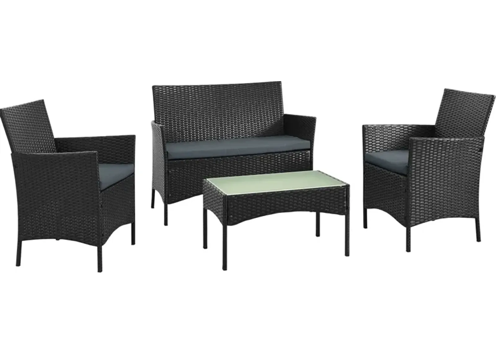 Daytona Outdoor Loveseat, Set of 2 Chairs and Coffee Table - Gray