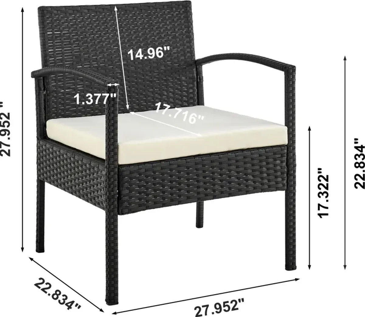 Portland Outdoor Set of 2 Chairs and End Table - Cream