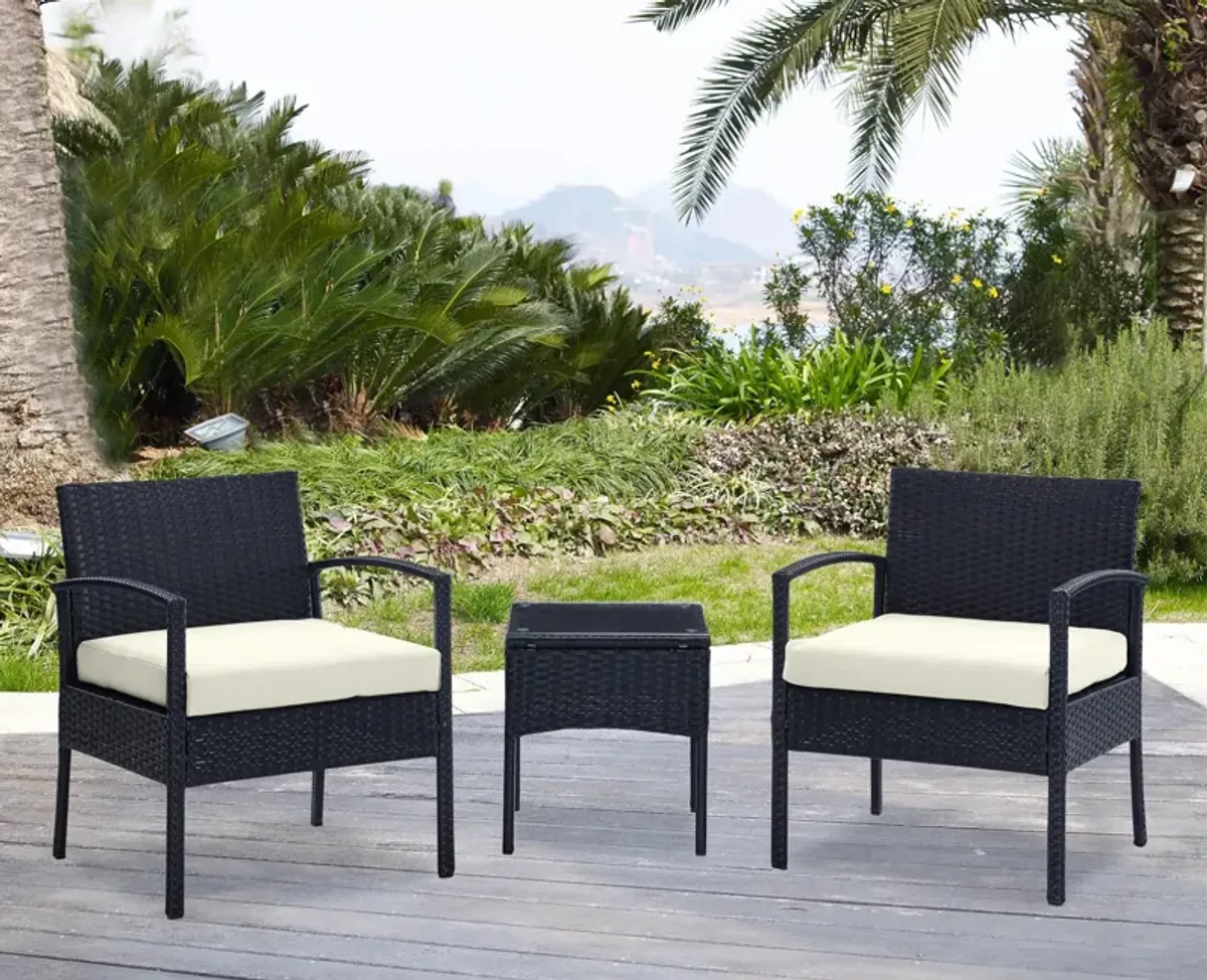 Portland Outdoor Set of 2 Chairs and End Table - Cream