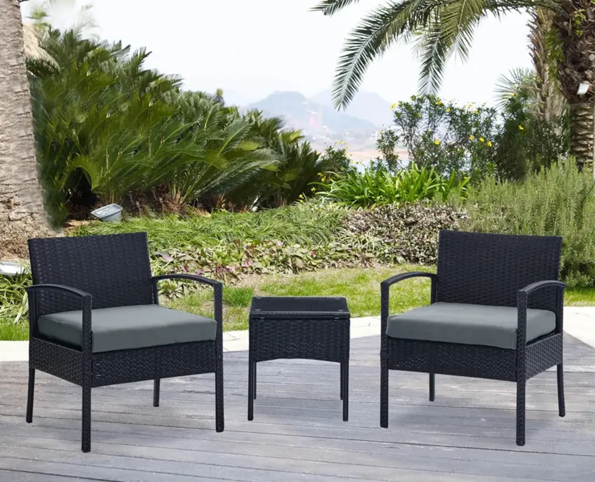 Portland Outdoor Set of 2 Chairs and End Table - Gray