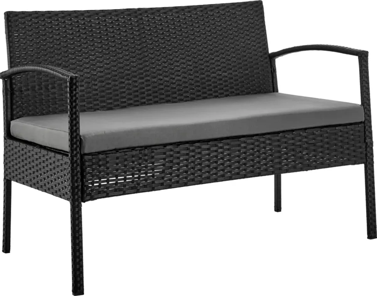 Portland Outdoor Loveseat, Set of 2 Chairs and Coffee Table - Gray