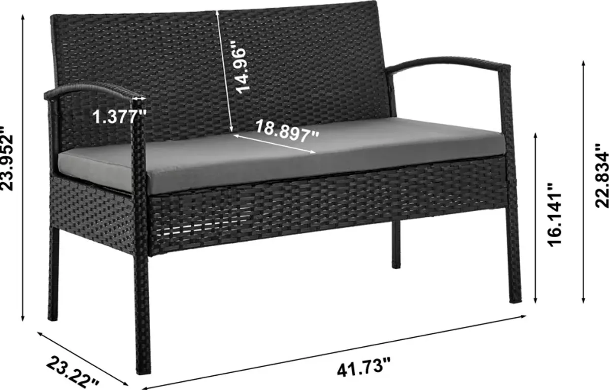 Portland Outdoor Loveseat, Set of 2 Chairs and Coffee Table - Gray