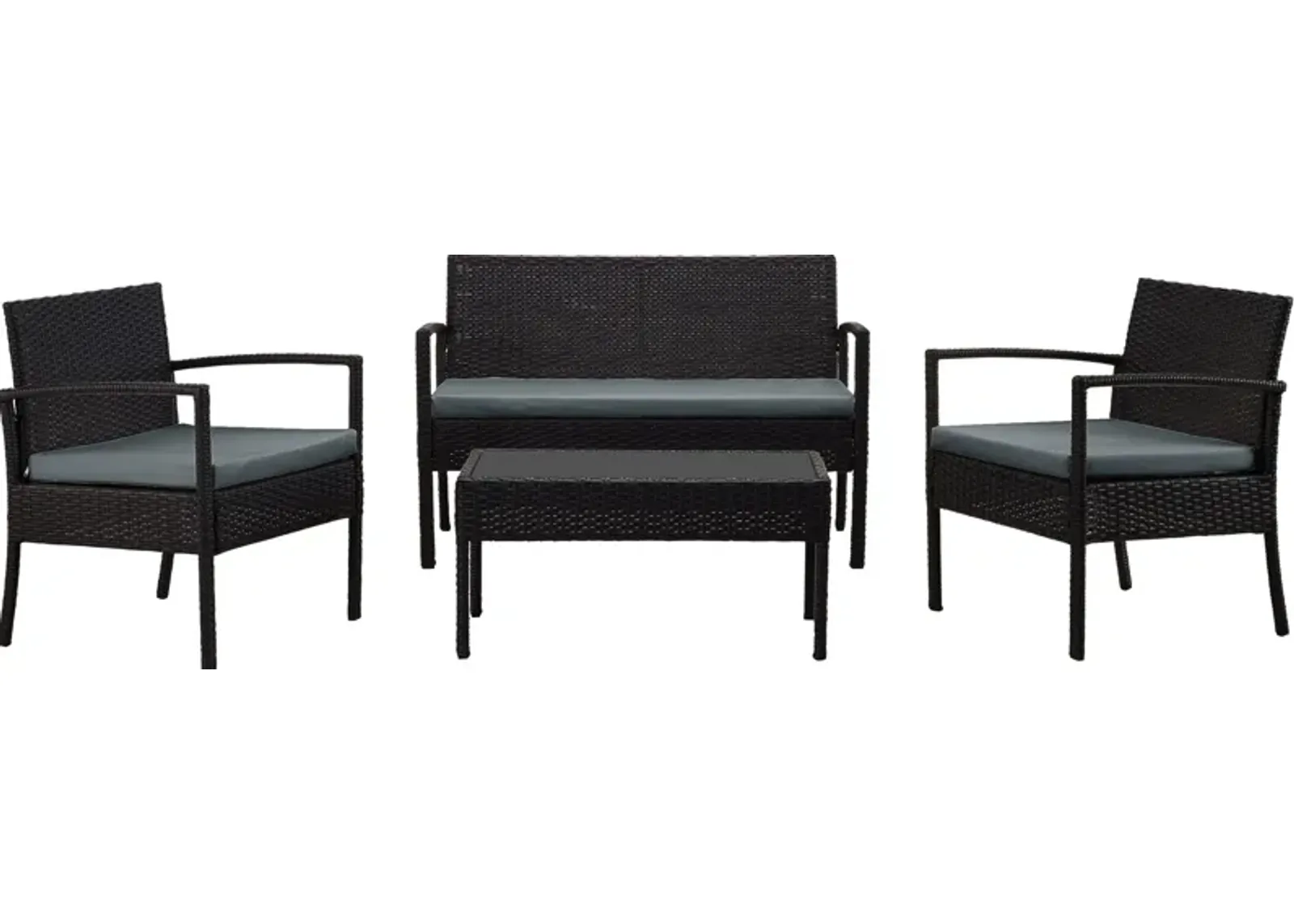 Portland Outdoor Loveseat, Set of 2 Chairs and Coffee Table - Gray