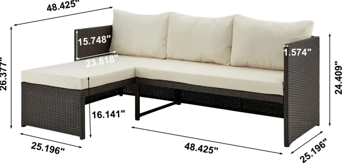 Houston Outdoor Sectional and Coffee Table - Cream