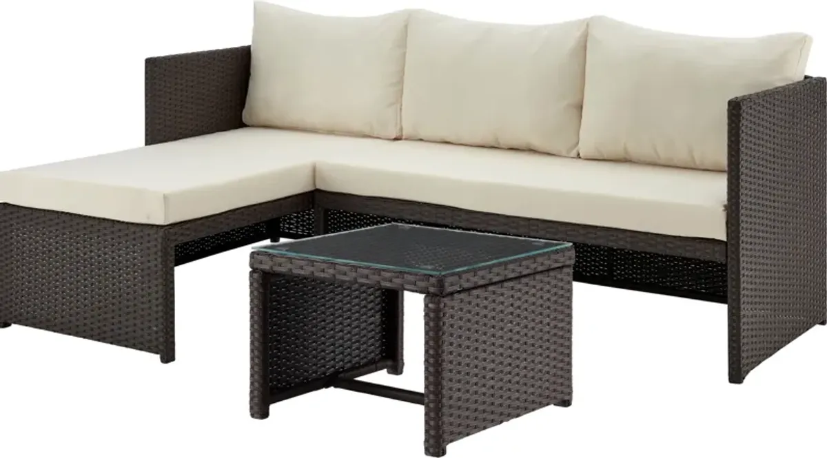 Houston Outdoor Sectional and Coffee Table - Cream