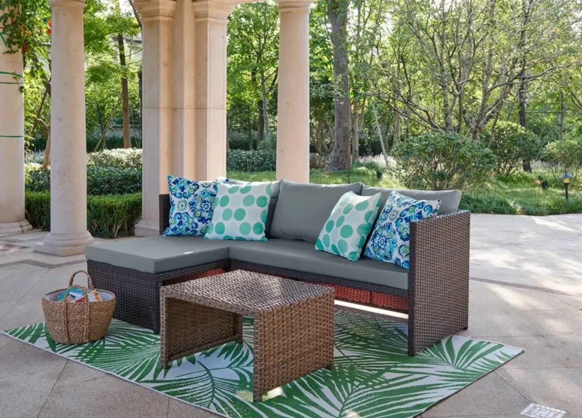 Houston Outdoor Sectional and Coffee Table - Gray