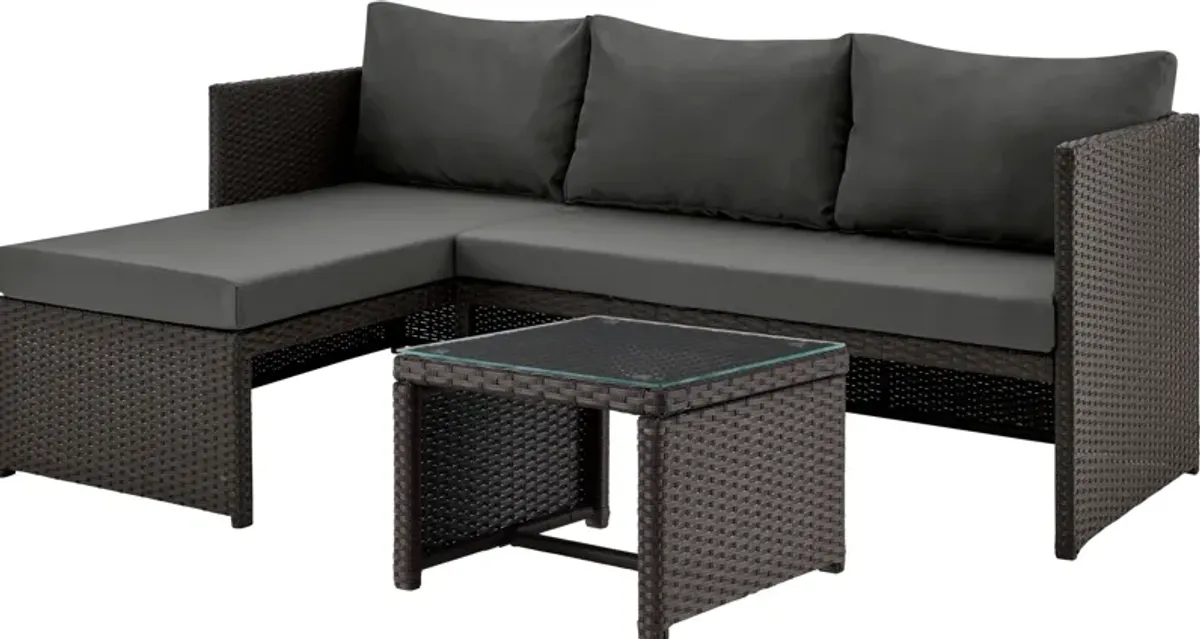 Houston Outdoor Sectional and Coffee Table - Gray