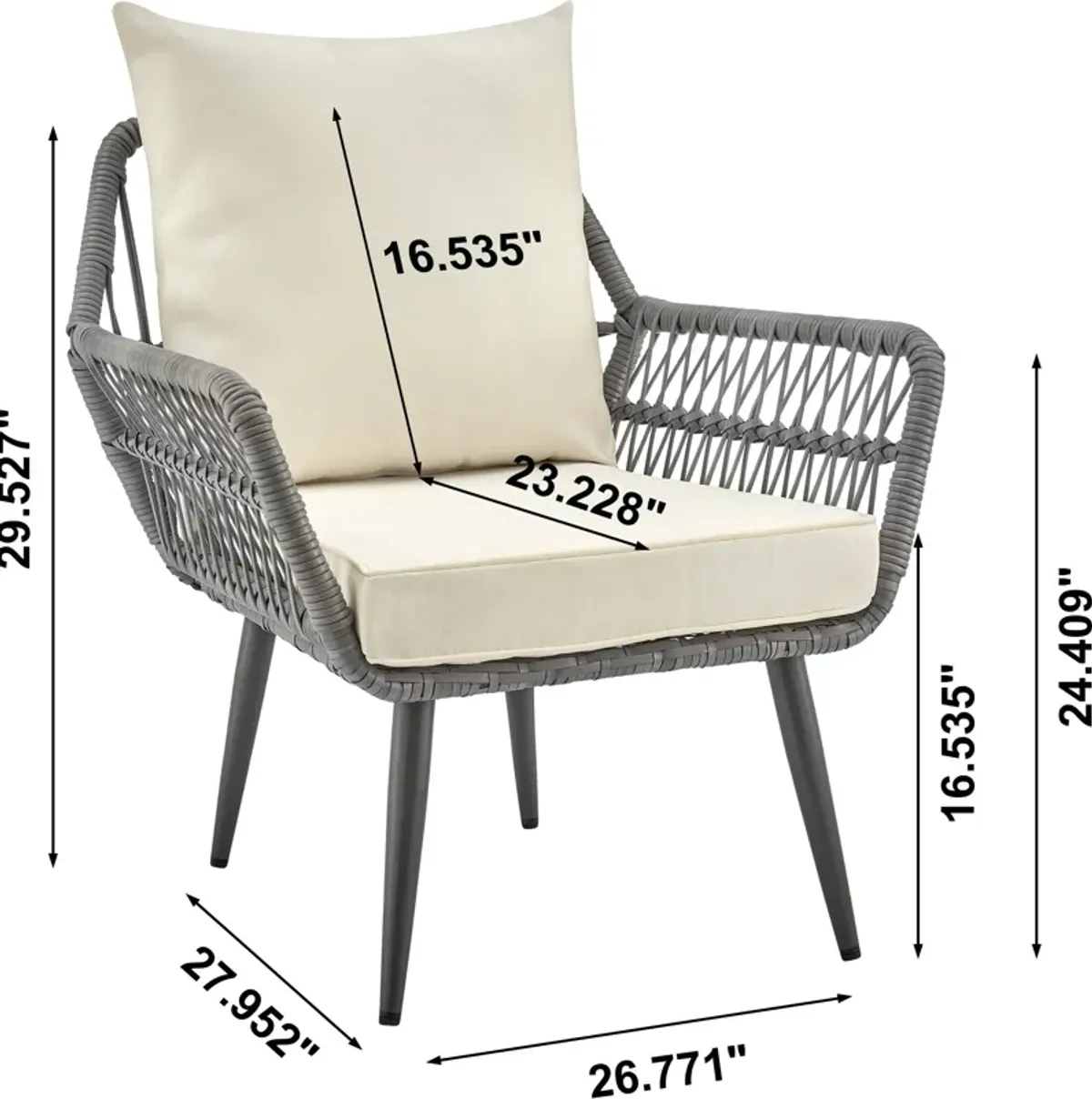 Ocean City Outdoor Set of 2 Chairs and End Table - Cream