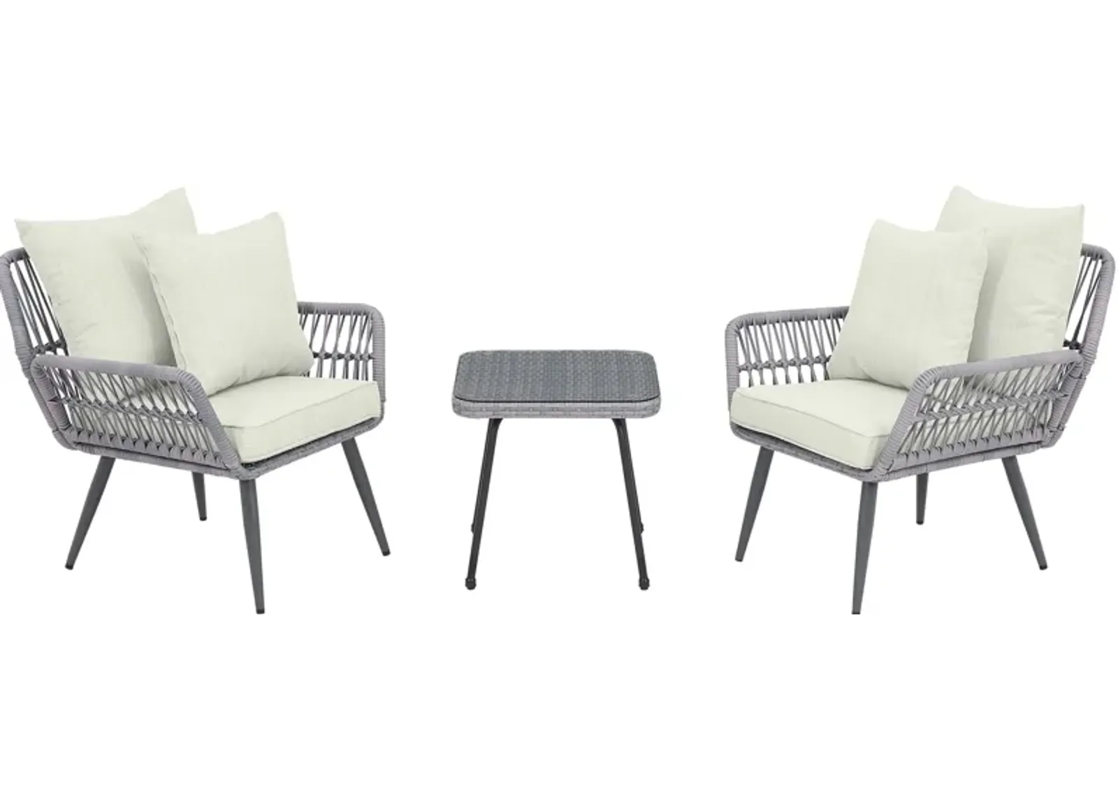 Ocean City Outdoor Set of 2 Chairs and End Table - Cream