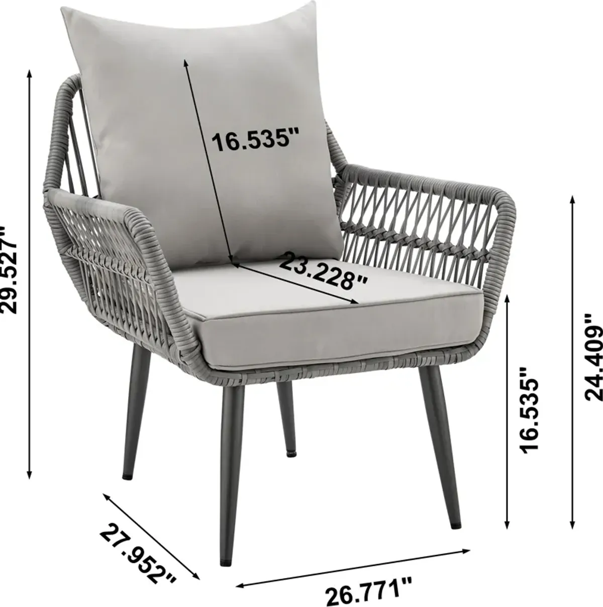 Ocean City Outdoor Set of 2 Chairs and End Table - Gray