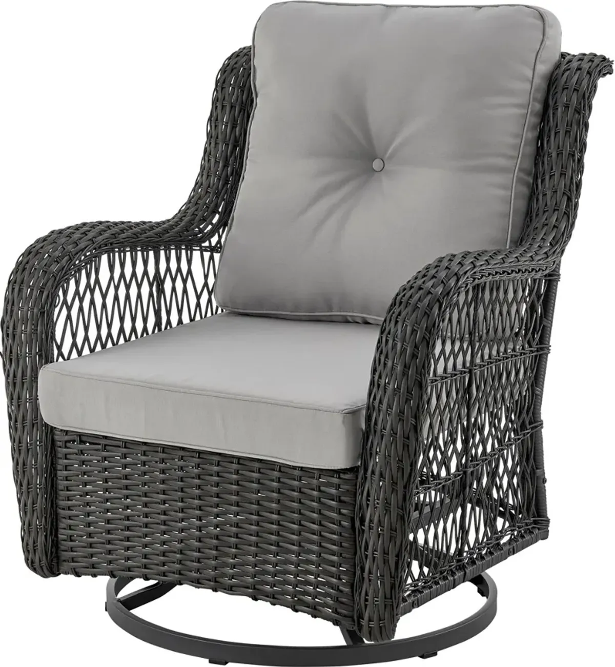 Fontana Set of 2 Outdoor Swivel Chairs and End Table - Gray