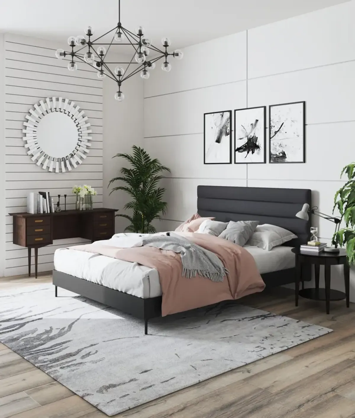 Eloise Full Upholstered Platform Bed - Gray