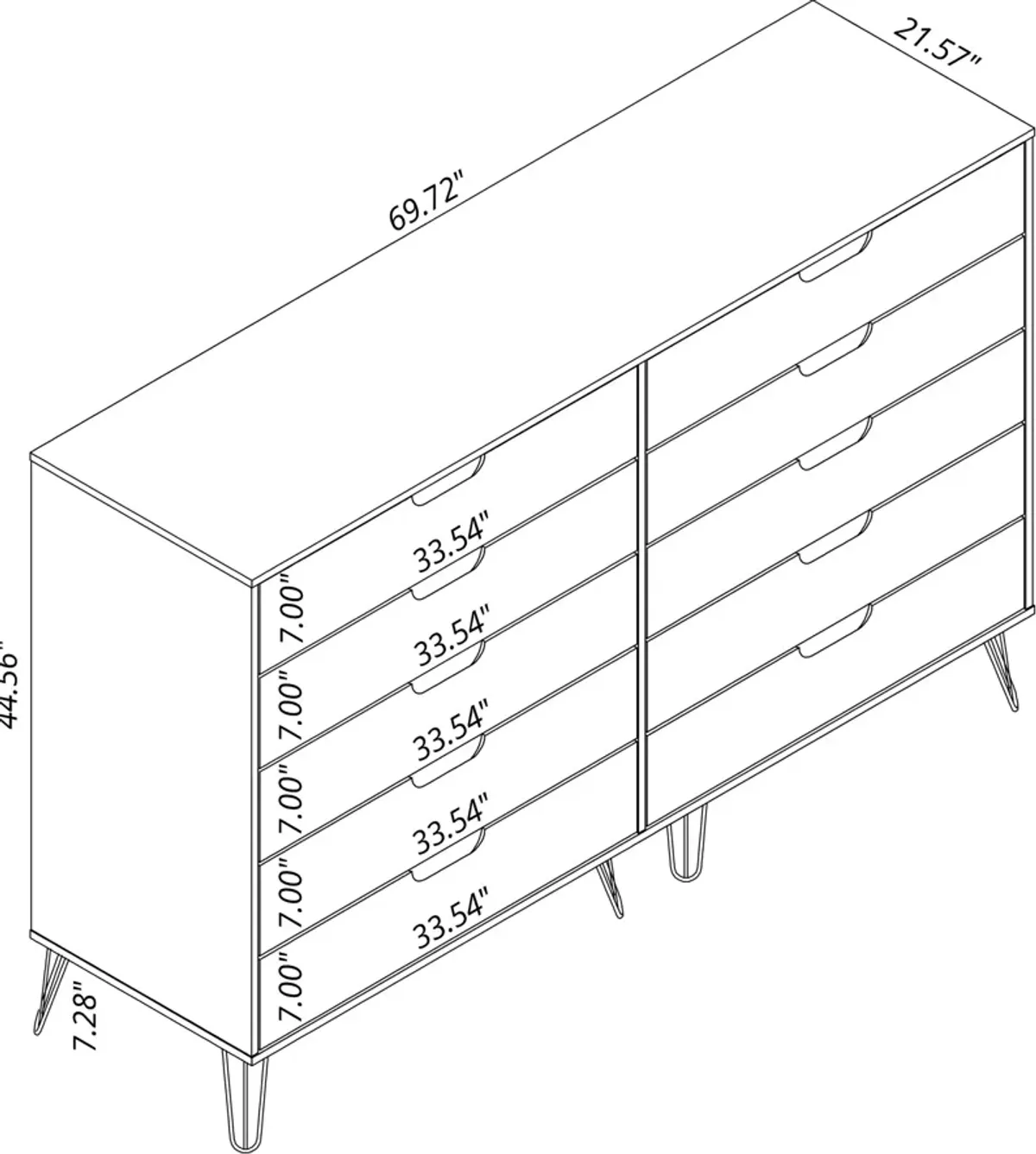 Harvard 10 Drawer Dresser - Brown